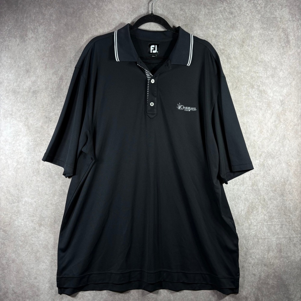 FootJoy Polo Shirt Men XXL Black Canebrake Club Golf Performance Short Sleeve